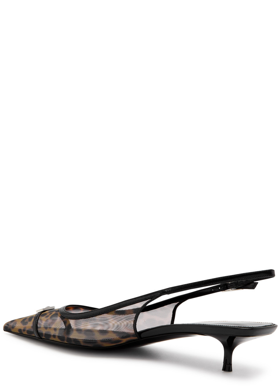 Oxalis 30 leopard-print mesh slingback pumps - 2