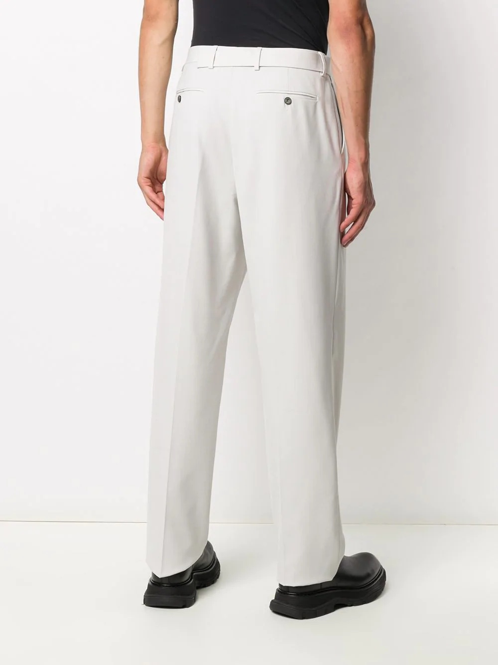 side-fastening straight-leg trousers - 4