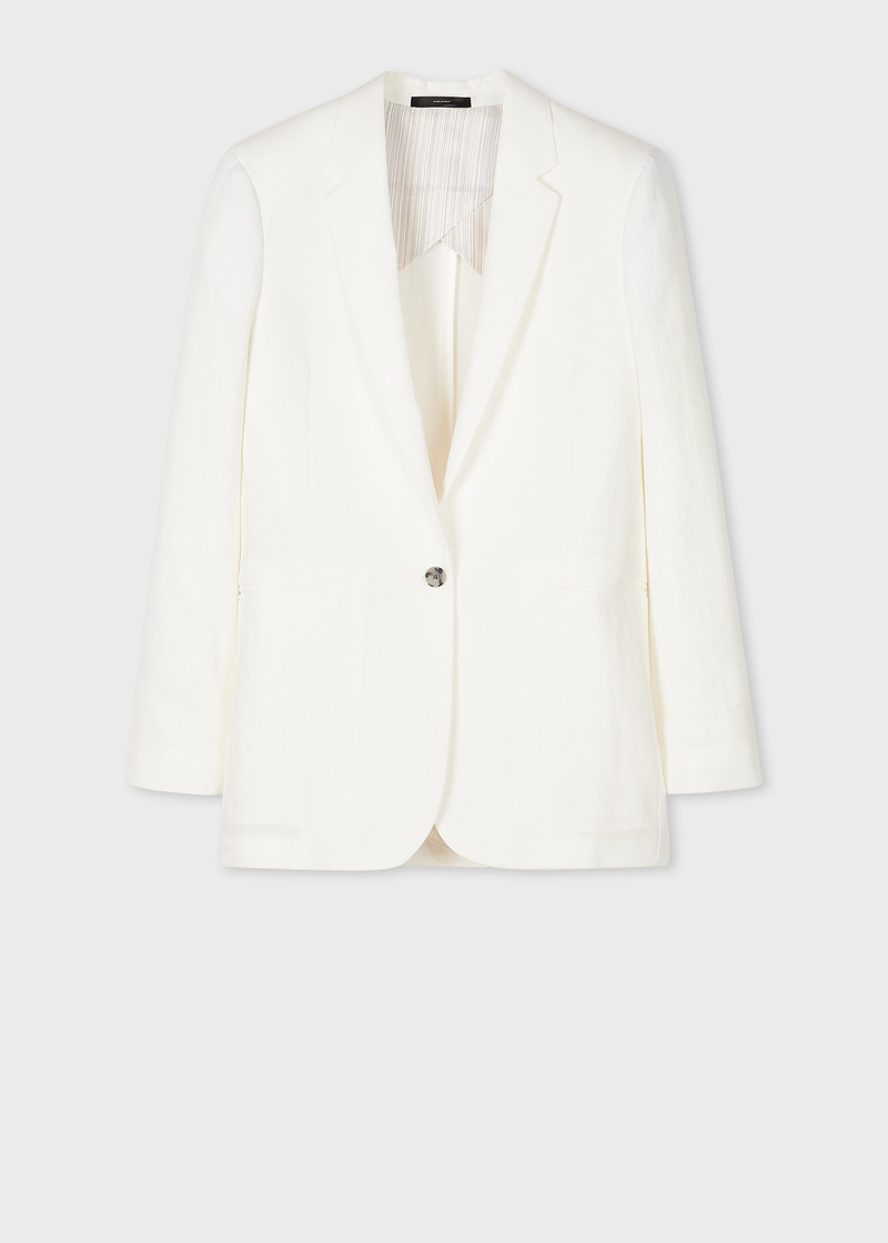 Women's Ivory Linen Blazer 1