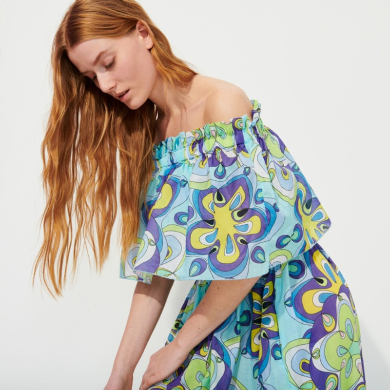 Women Cotton Off the Shoulder Long Dress Kaleidoscope 6