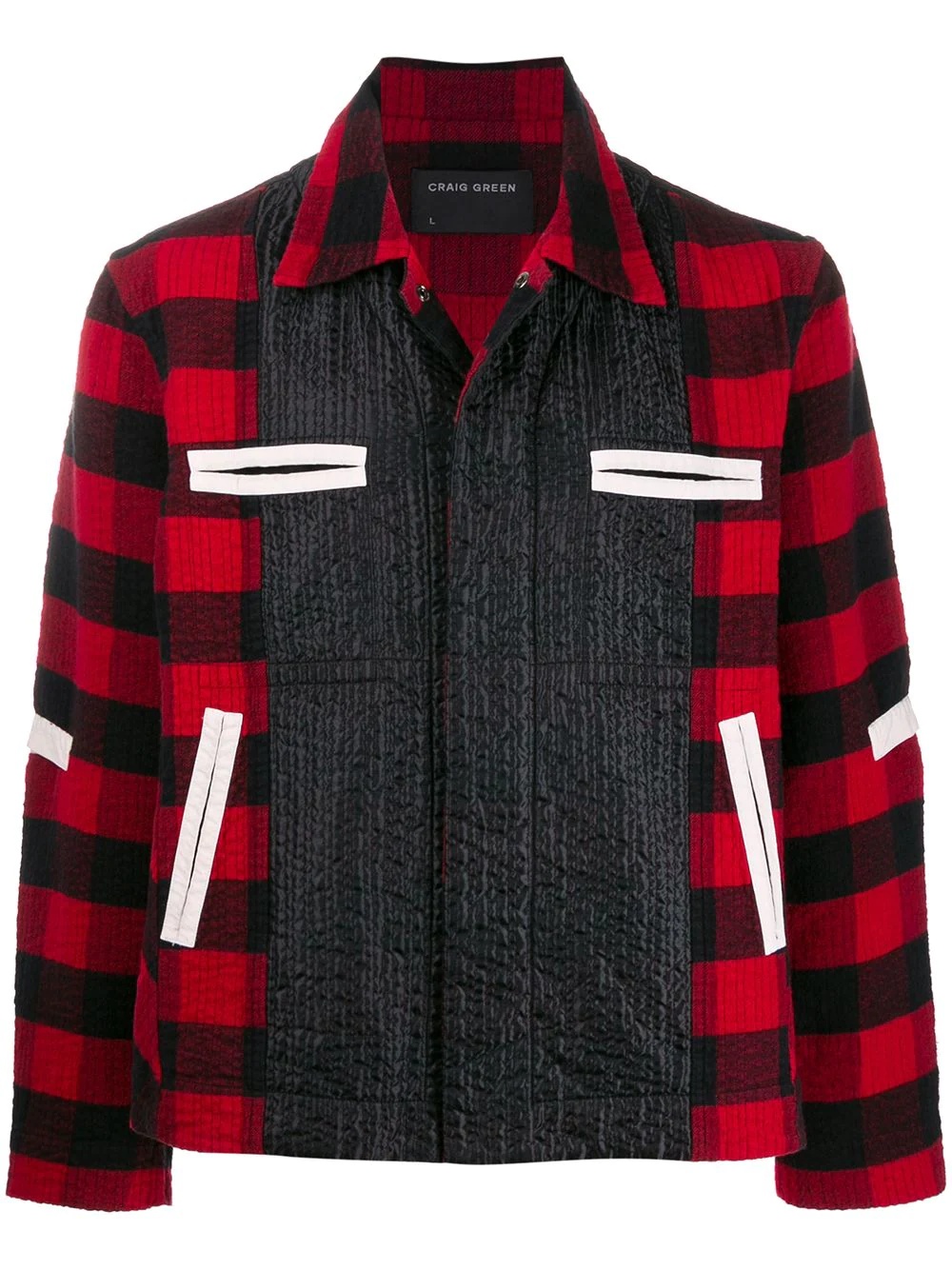 contrast panel check jacket - 1