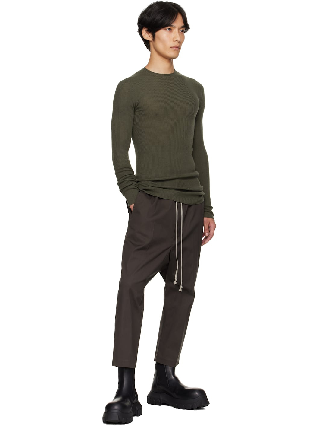 Khaki Concordians Ribbed Round Neck Sweater - 4