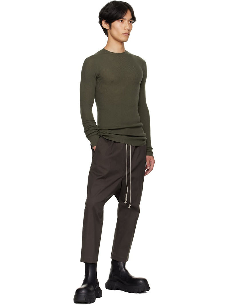 Rick Owens Khaki Concordians Ribbed Round Neck Sweater outlook