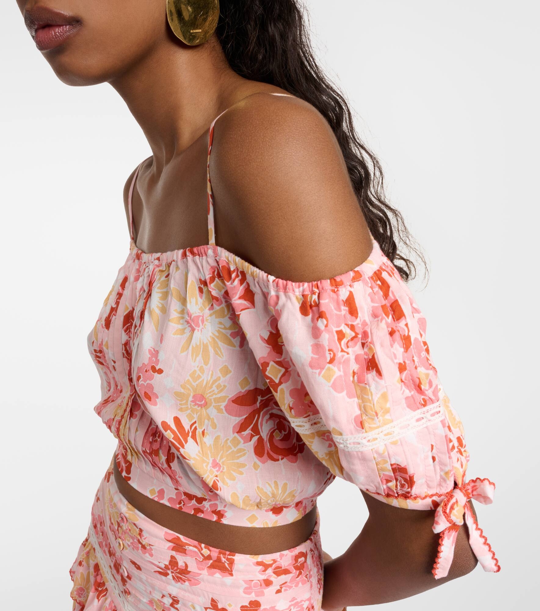 Bonny floral pleated crop top - 4