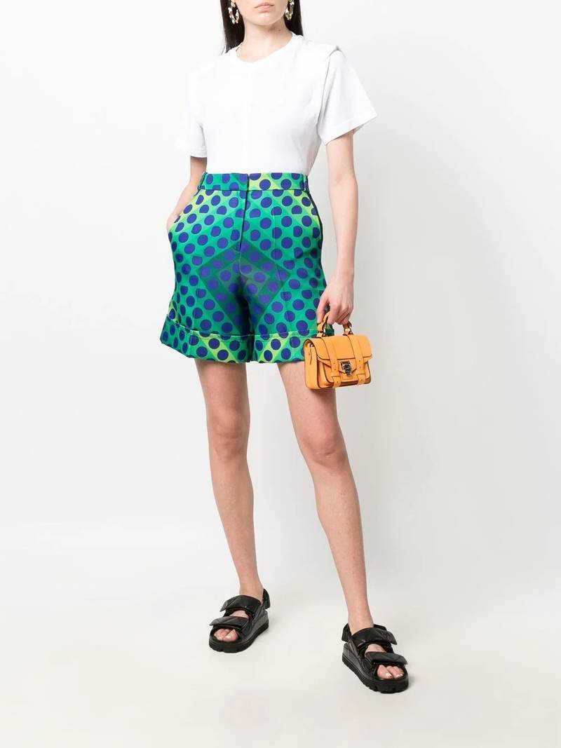 rabanne high-waisted graphic-print shorts outlook