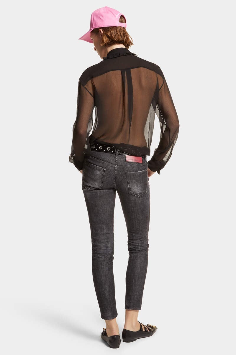 BLACK EASY WASH MEDIUM WAIST JENNIFER JEANS - 4