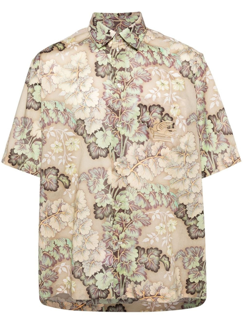 Pegaso-embroidered floral-motif shirt 1