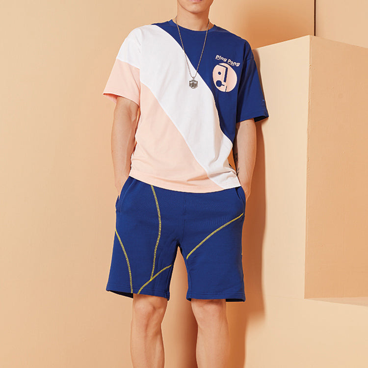 Li-Ning Paris fashion week SS20 Series Colorblock Short Sleeve 'Navy Blue White Pink' AHSQ281-1 - 4