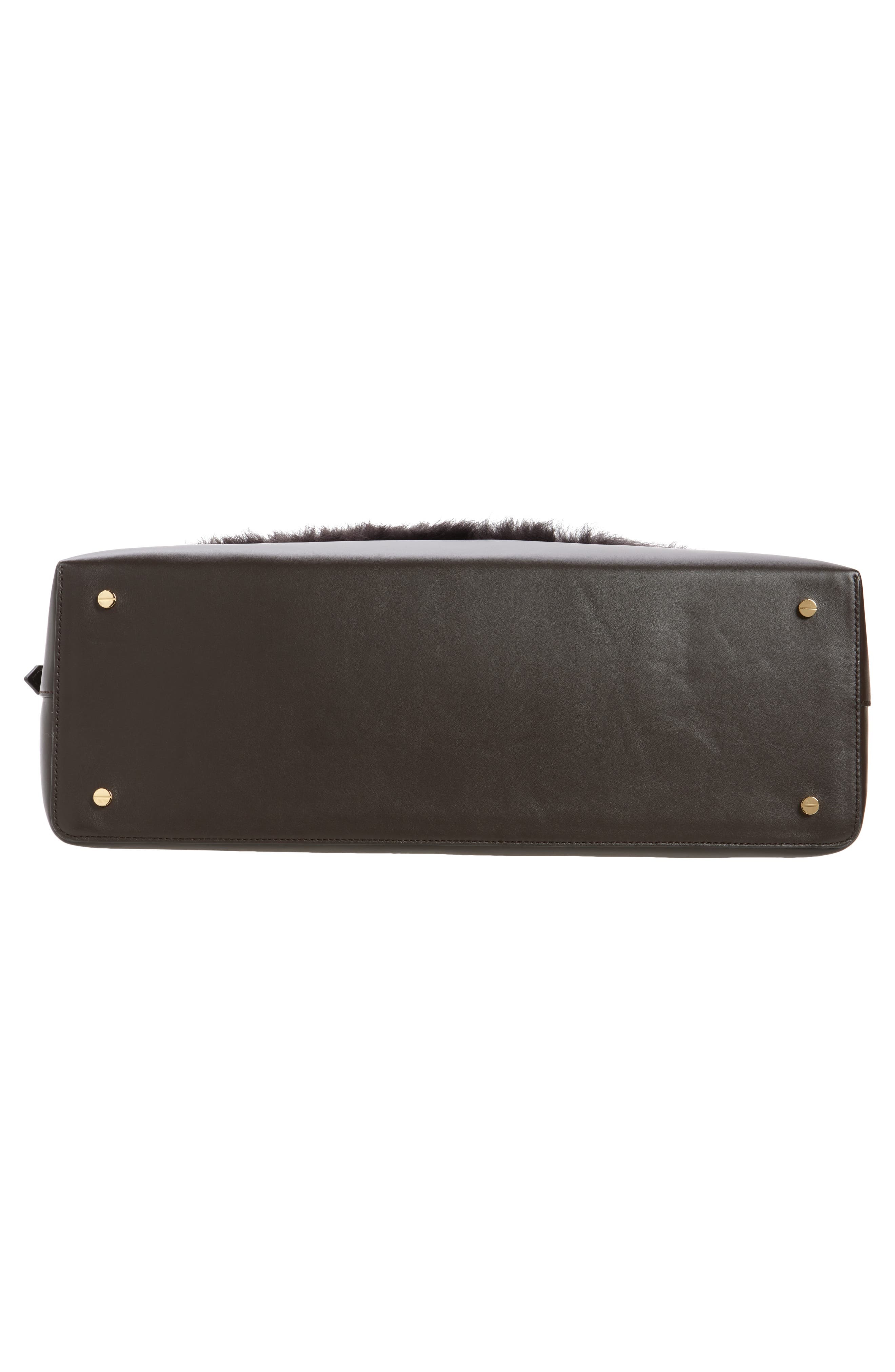 TOTEME T-Lock Leather & Genuine Shearling Top Handle Bag in Bark at Nordstrom - 7