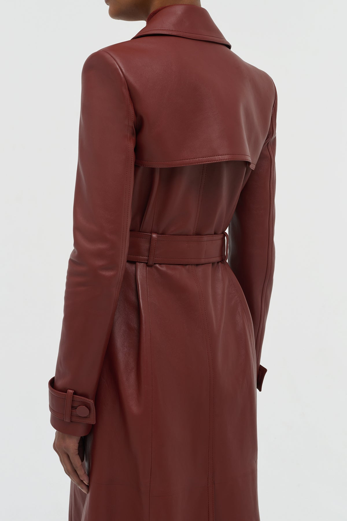 Pavel Raw Cut Trench Coat in Burnt Sienna Soft Leather - 6