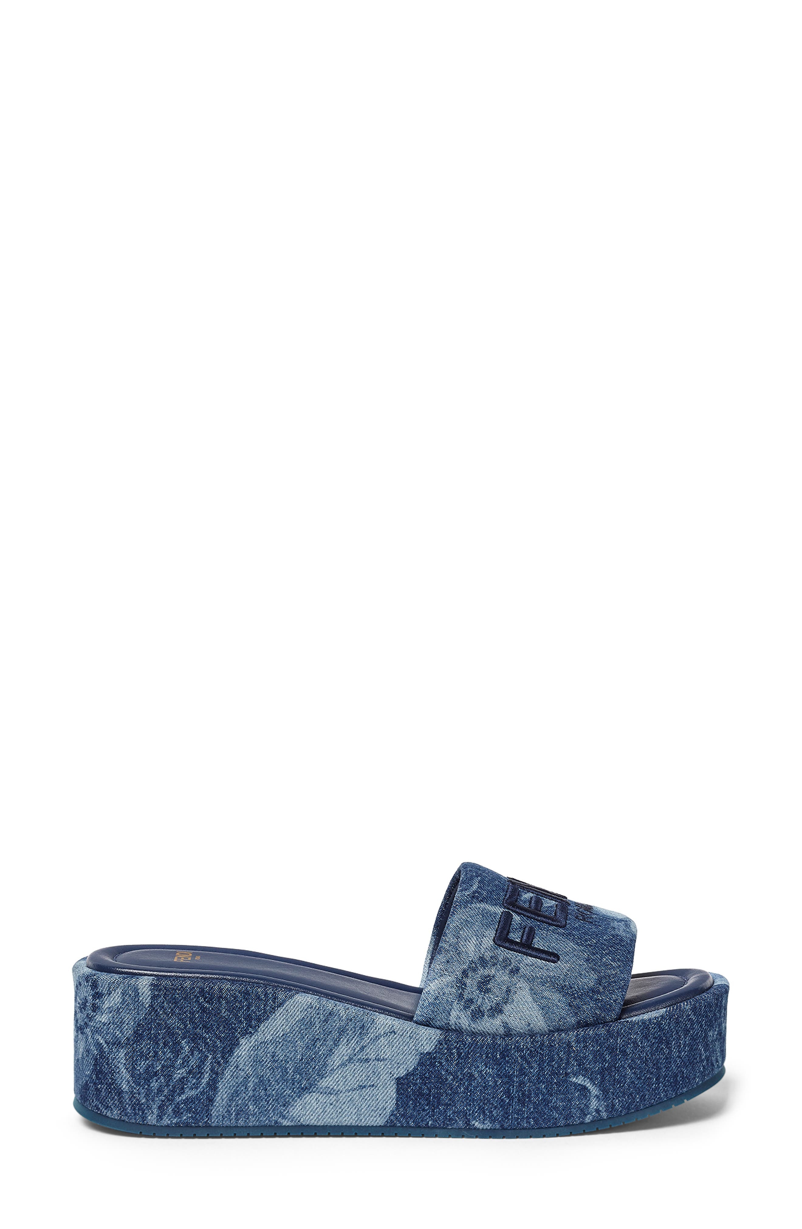 Fendi Sunshine Flatform Slide Sandal in Blue at Nordstrom - 2