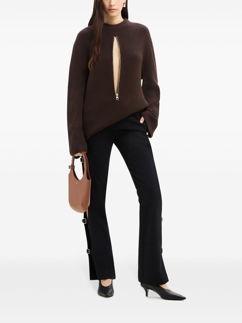 zipped ribbed wool sweater - 3