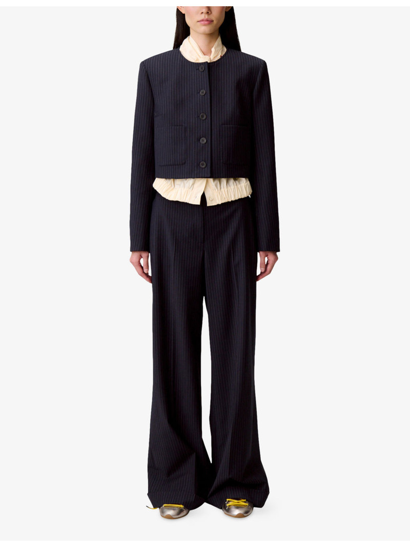 Claudie Pierlot Striped Round-Neck Stretch Wool-Blend Jacket outlook