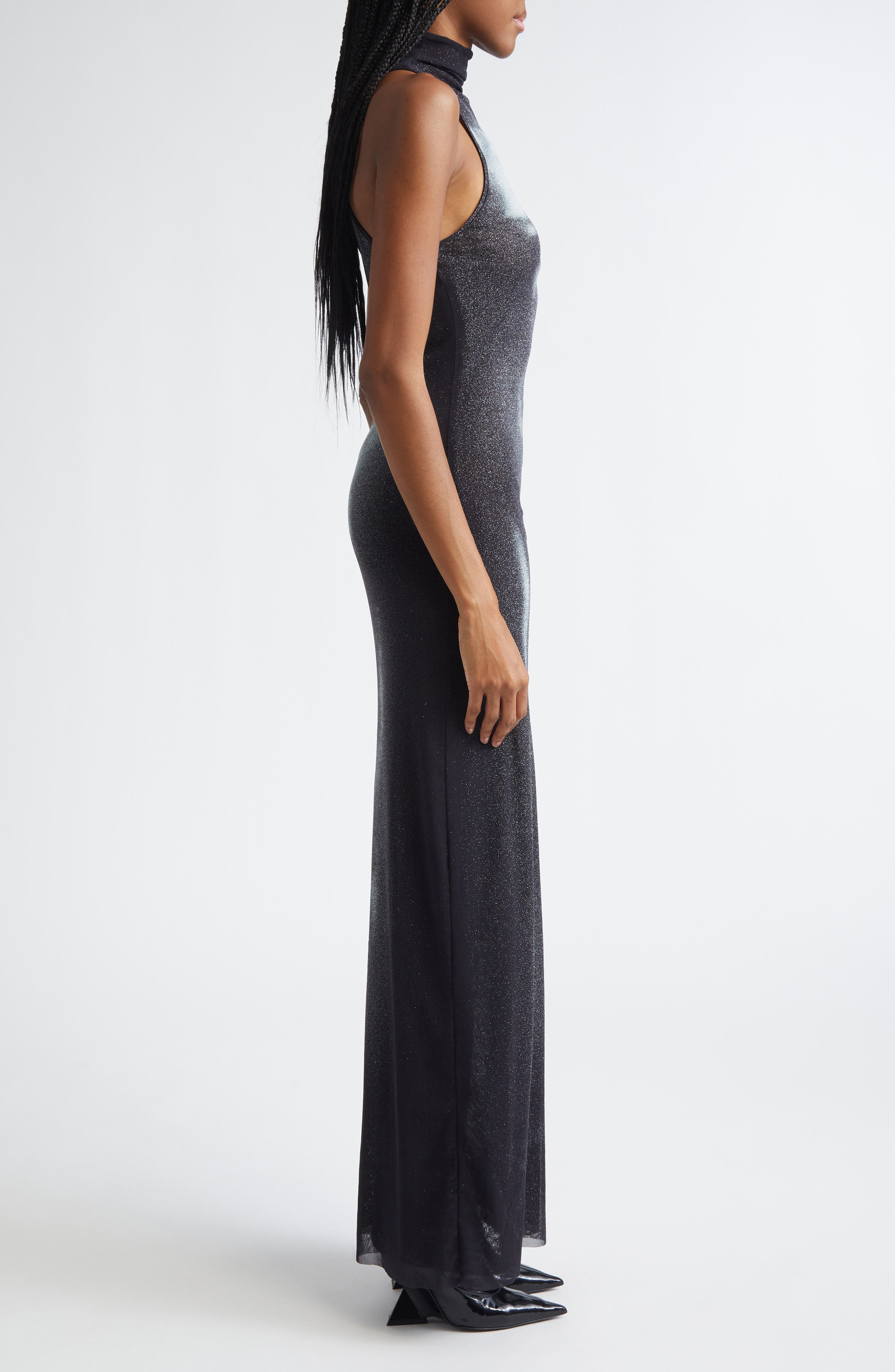 Jean Paul Gaultier Body Dust Print Mesh Dress in Black/Silver at Nordstrom - 3
