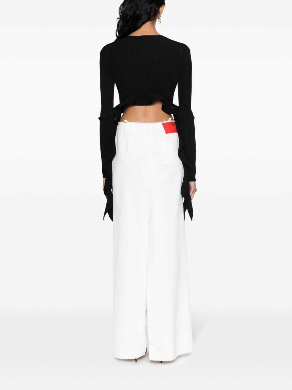 ruffled ribbed-knit cropped top - 4
