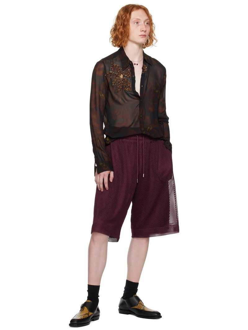 Dries Van Noten Burgundy Paneled Shorts outlook