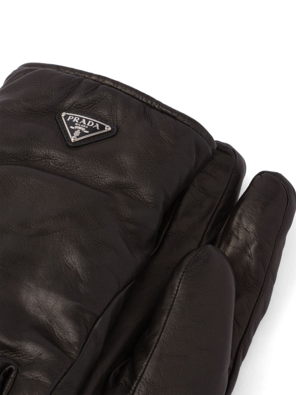 logo-plaque leather gloves - 2