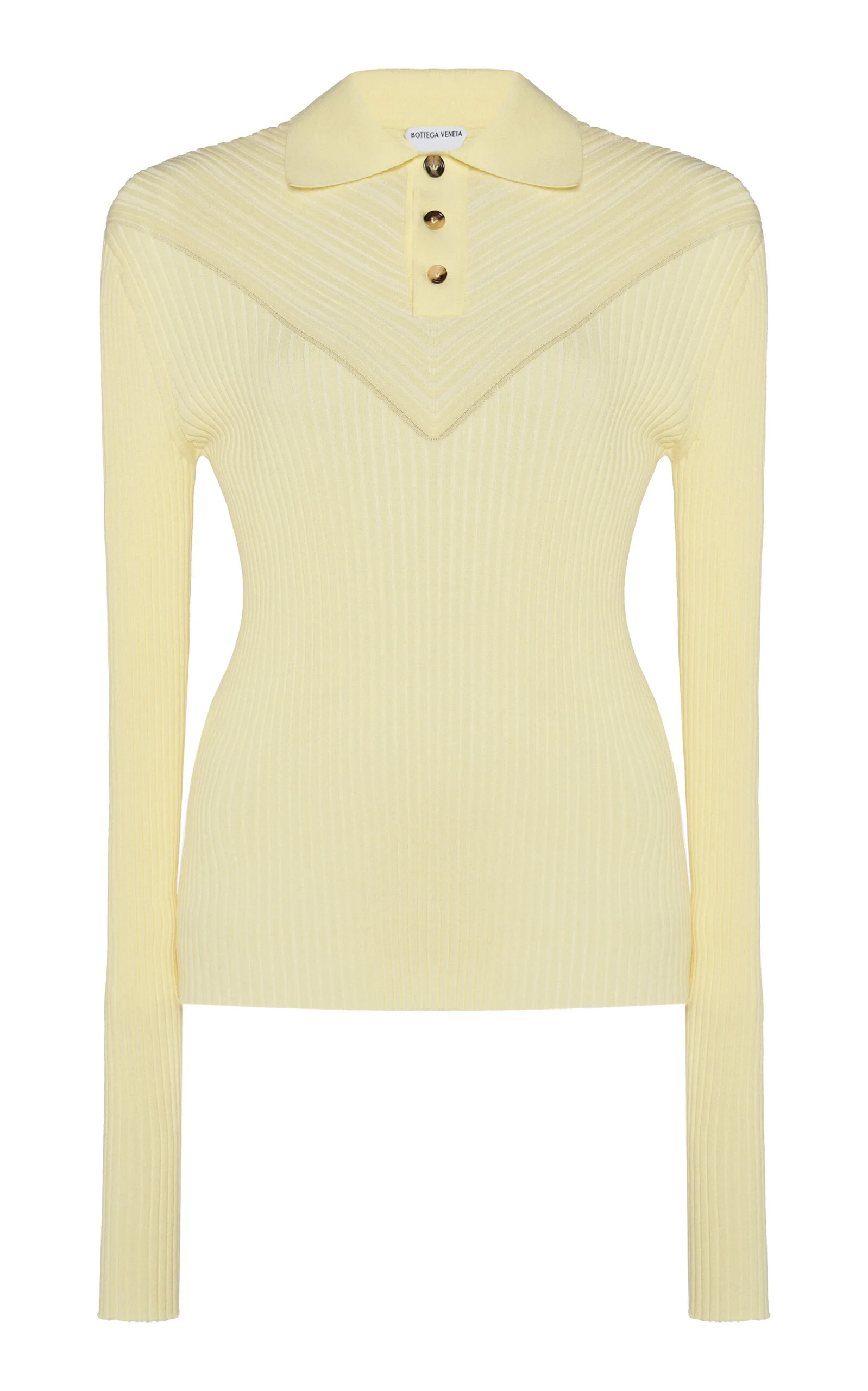 Ribbed Cotton-Blend Polo Shirt yellow - 1