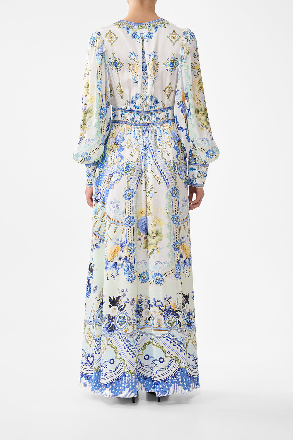 SHAPED WAISTBAND DRESS WITH GATHERED SLEEVES - 3