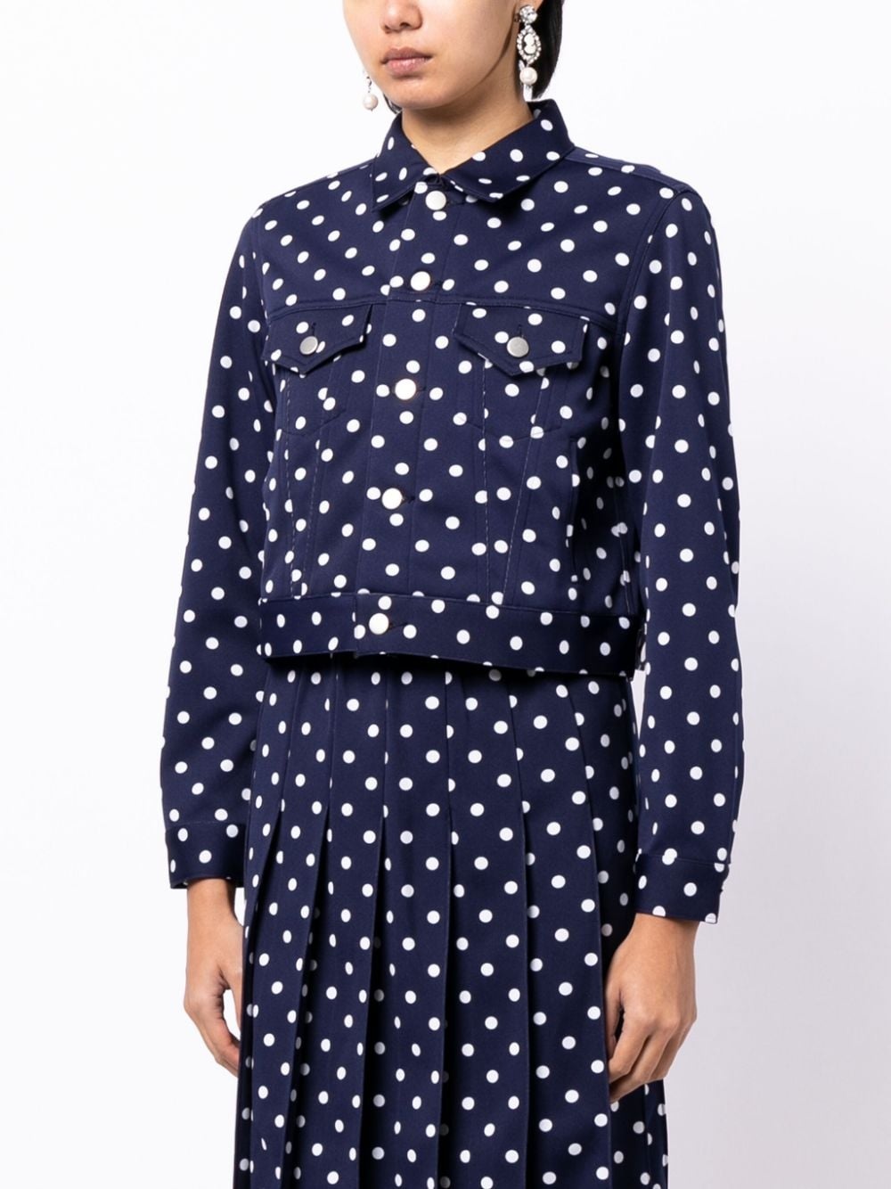 polka-dot-print cropped jacket - 3