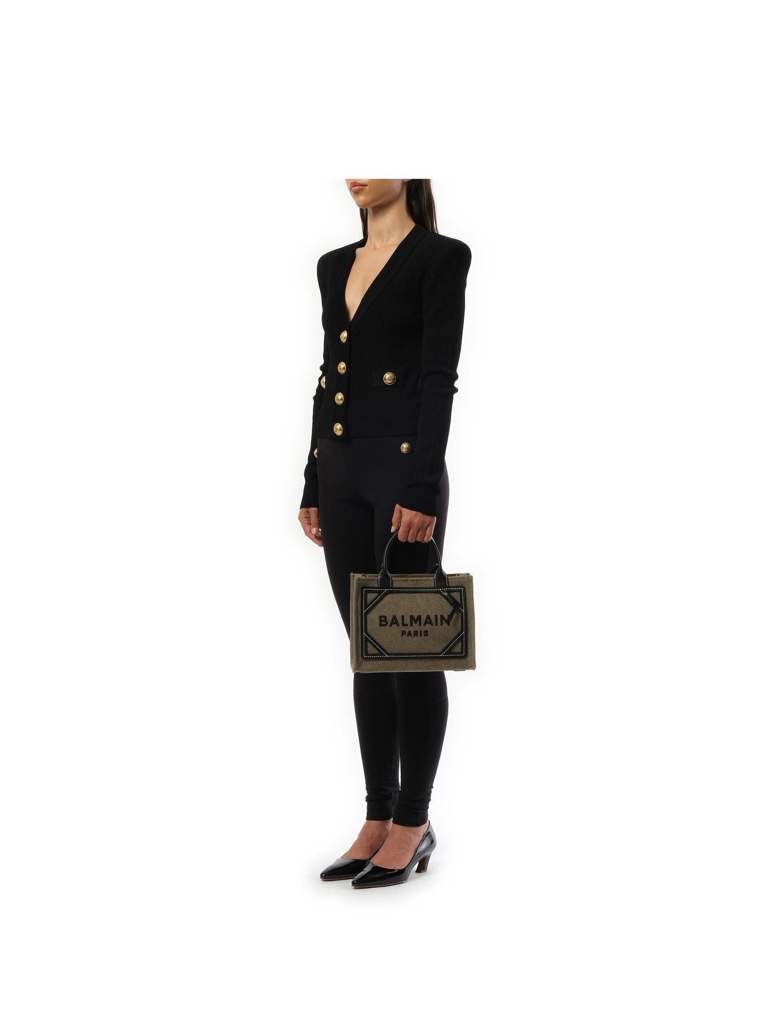 B-Army Small Canvas Shopper Bag in Khaki/Black - 4