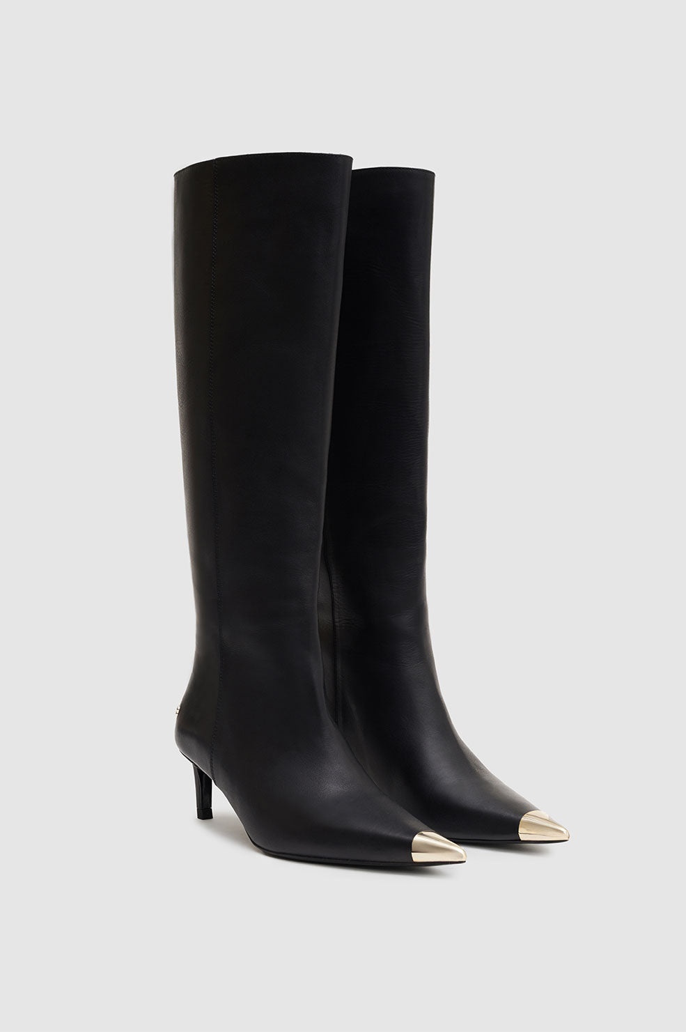 Tall Nina Boots With Metal Toe Cap - Black - 2