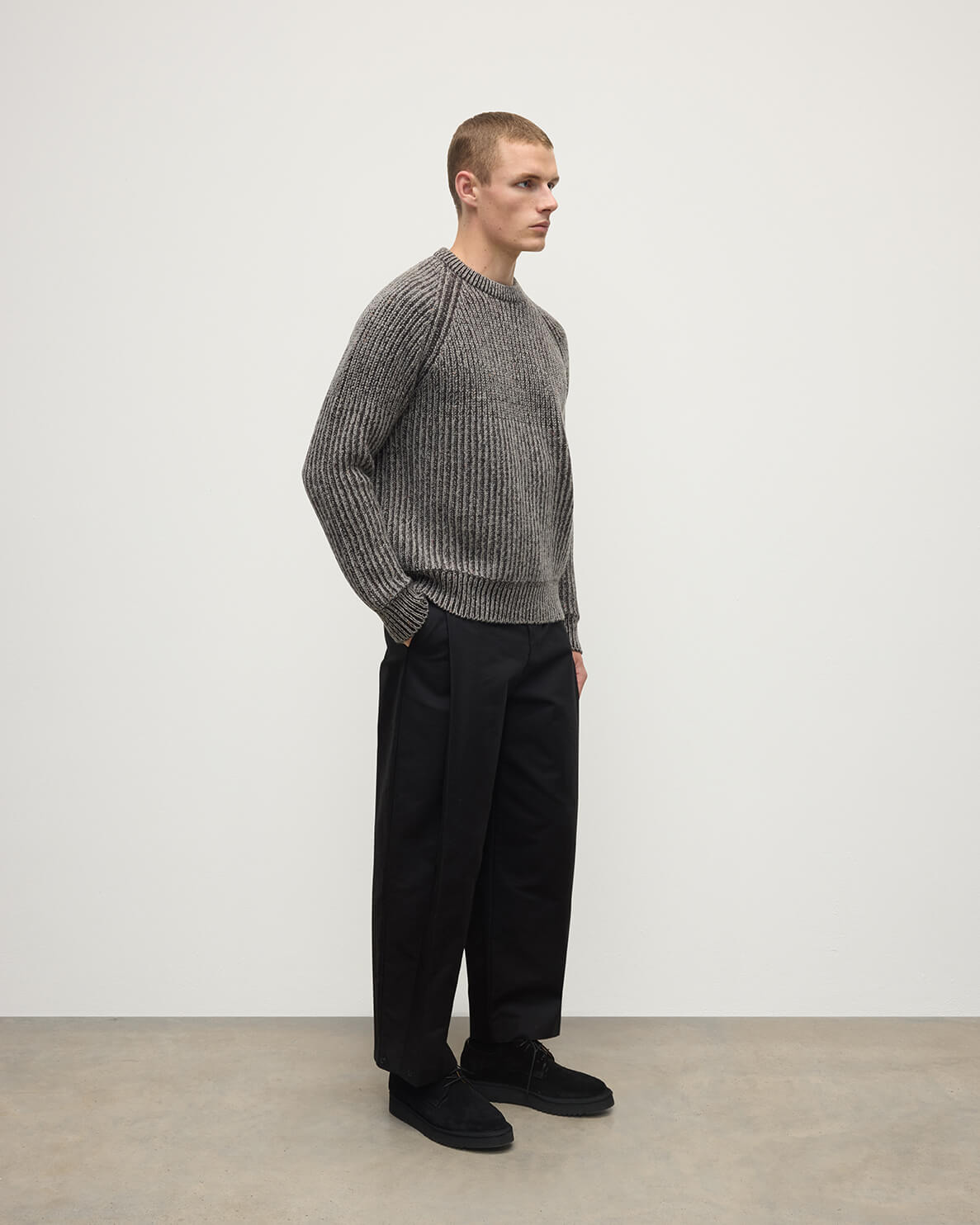 Ribbed Donegal Cashmere Grey Jumper - 3