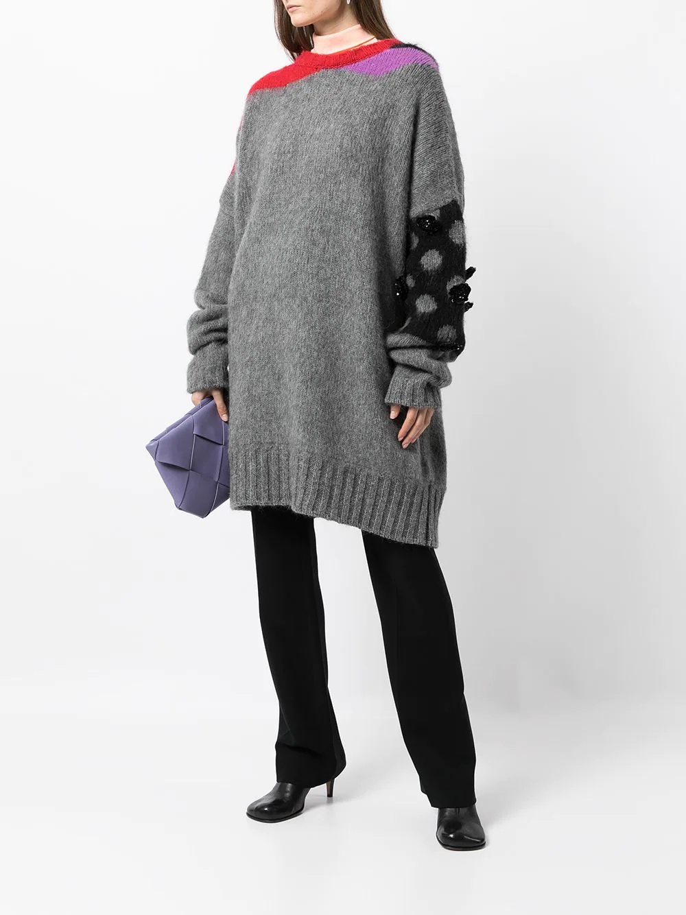 panelled oversized knitted jumper - 3