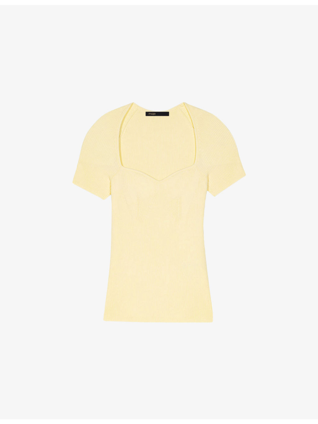 Sweetheart-neck short-sleeve stretch-knit jumper - 1