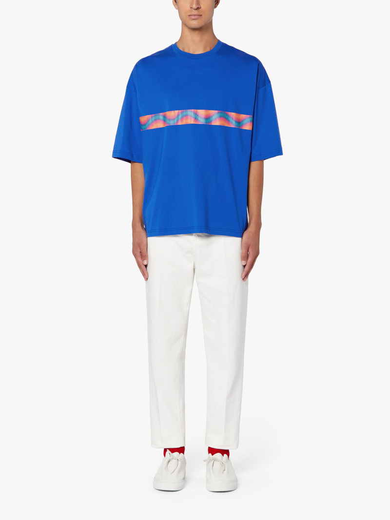 Mackintosh WAVE BLUE COTTON DROP SHOULDER T-SHIRT | GJM-218 outlook