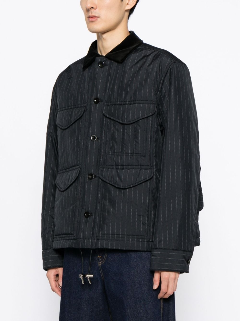 pinstripe cotton shirk jacket - 3