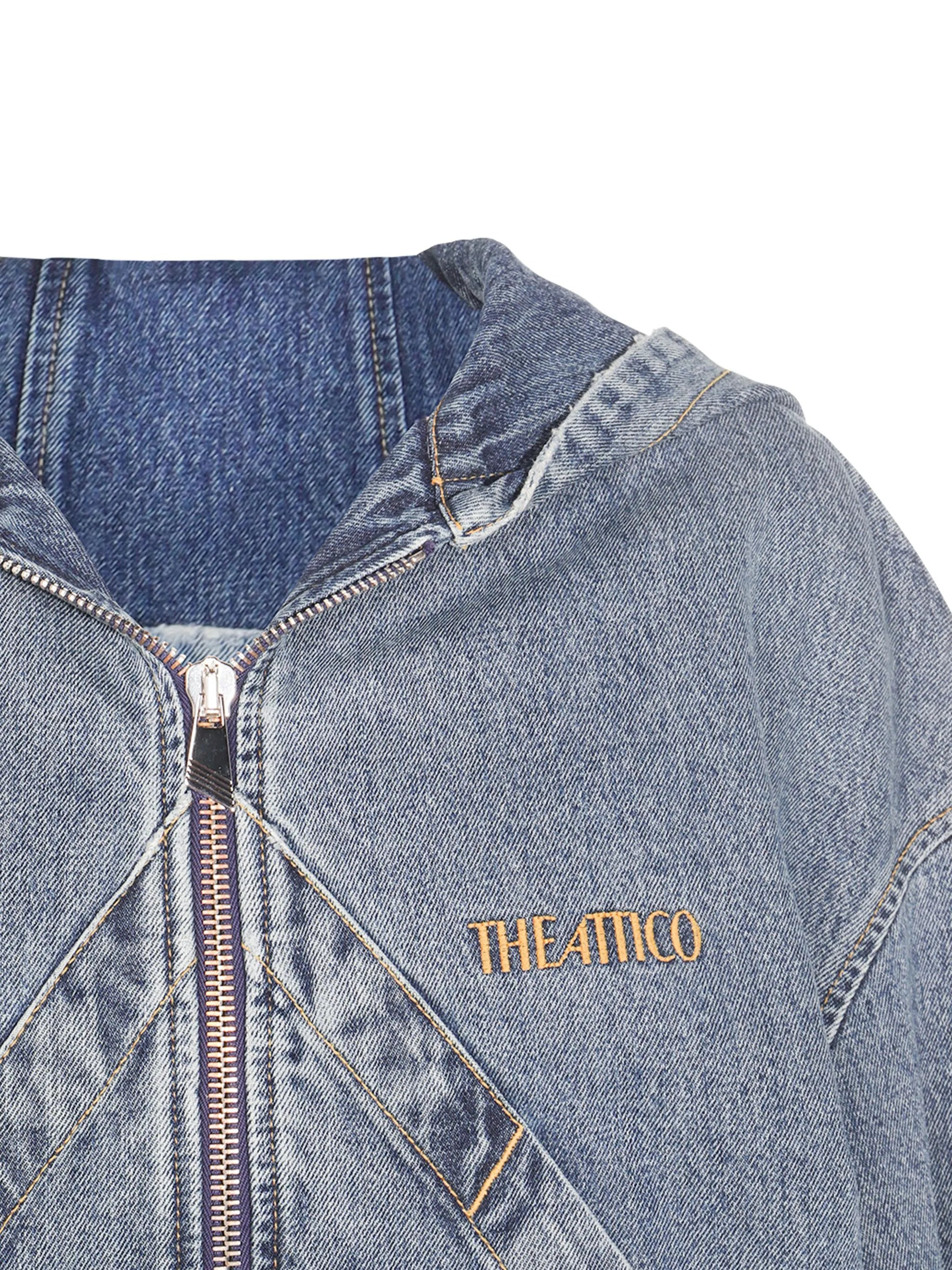 The Attico Hooded Denim Bomber Jacket - 2