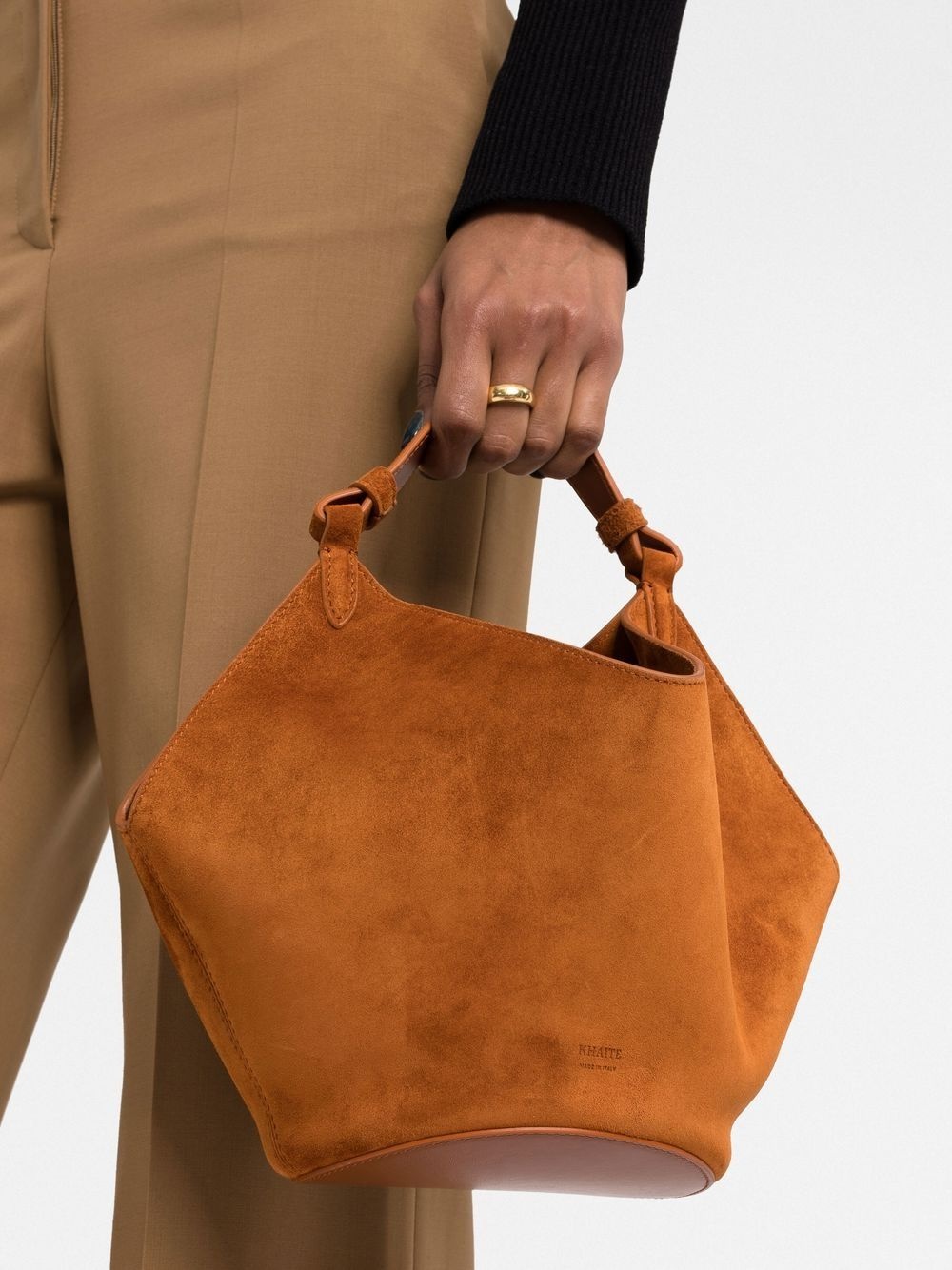 Mini Lotus suede tote bag - 6