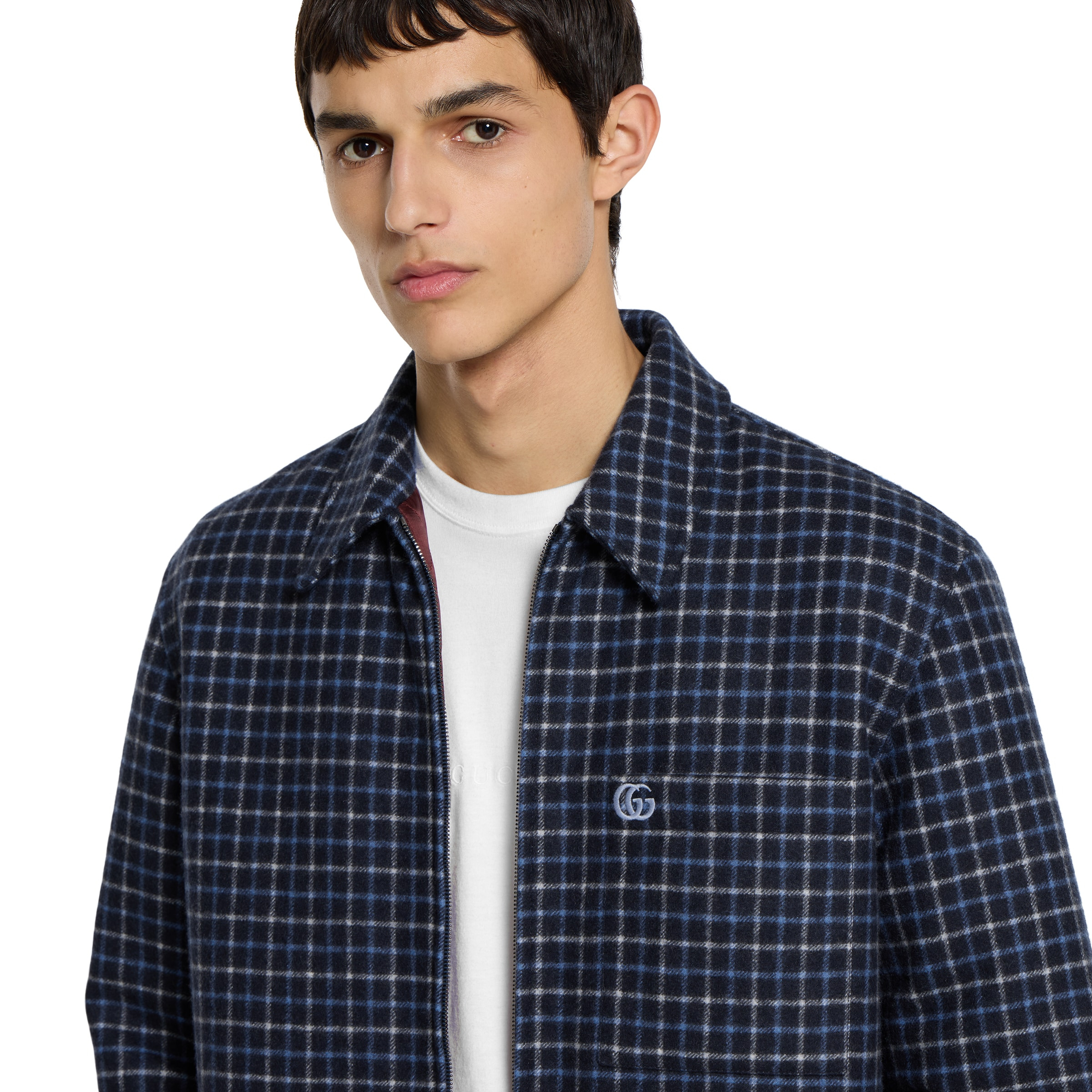 Wool flannel zip jacket with embroidery - 5