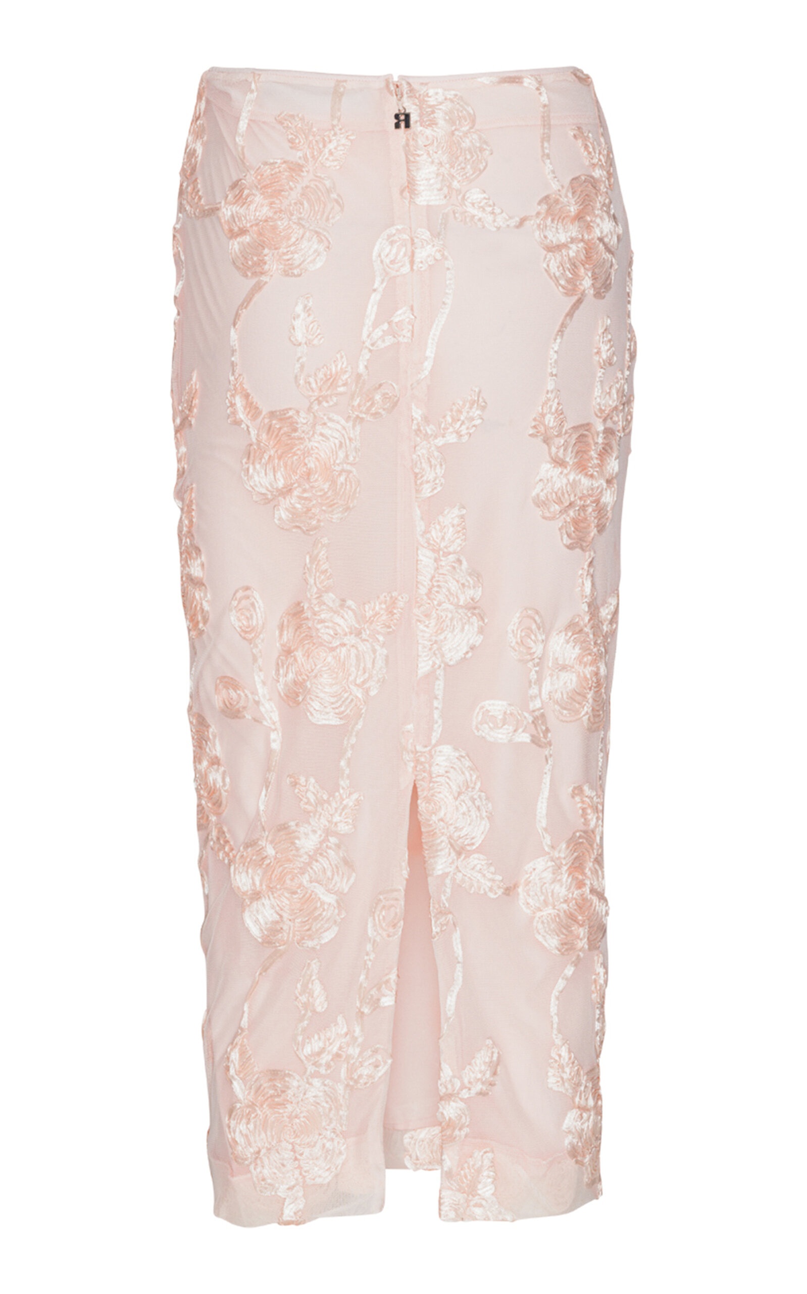 Floral-Appliquéd Mesh Midi Skirt light pink - 5