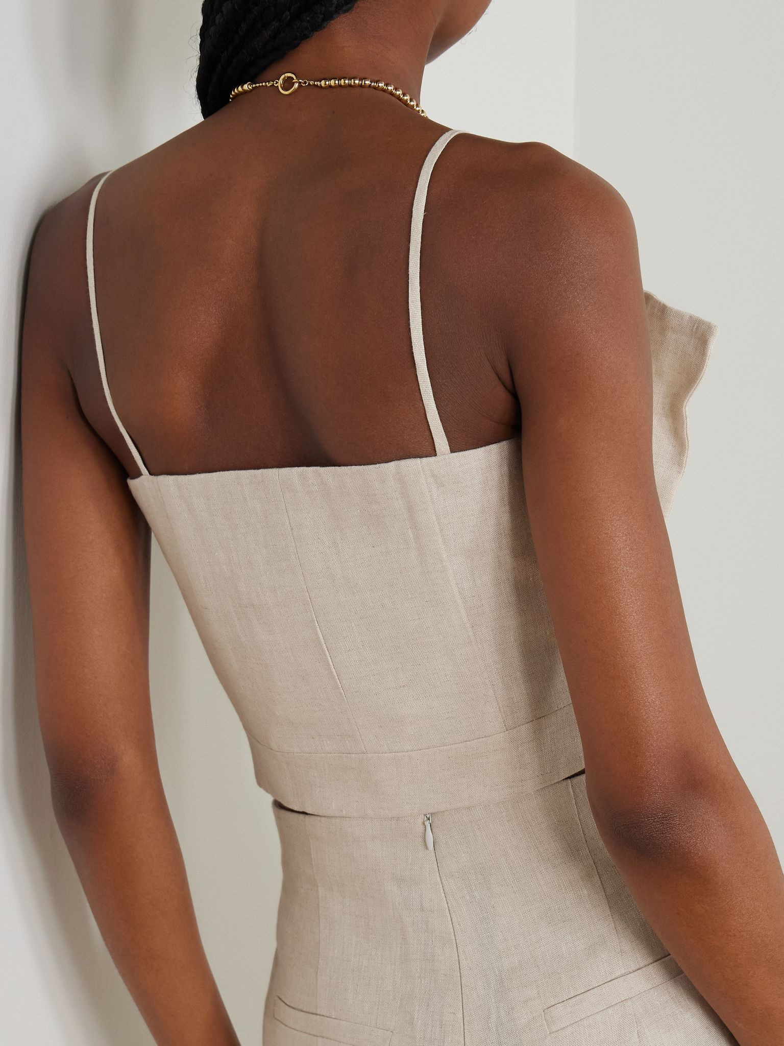 Amapolas pleated linen bustier top Beige - 3