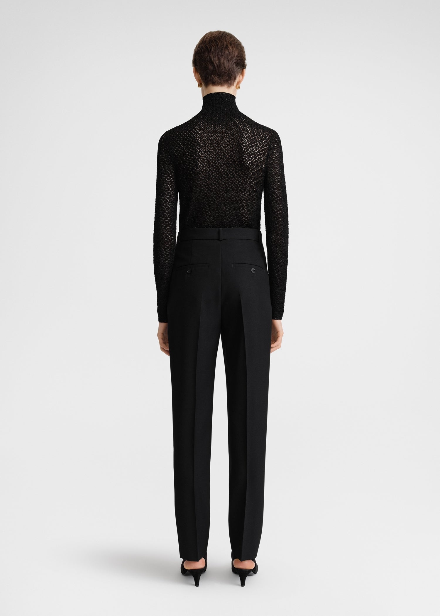 Single-pleat tapered trousers black - 4