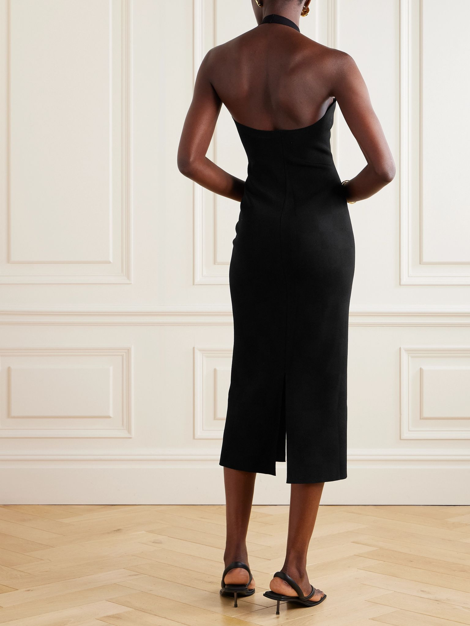 Amalia halterneck jacquard-knit midi dress Black - 3