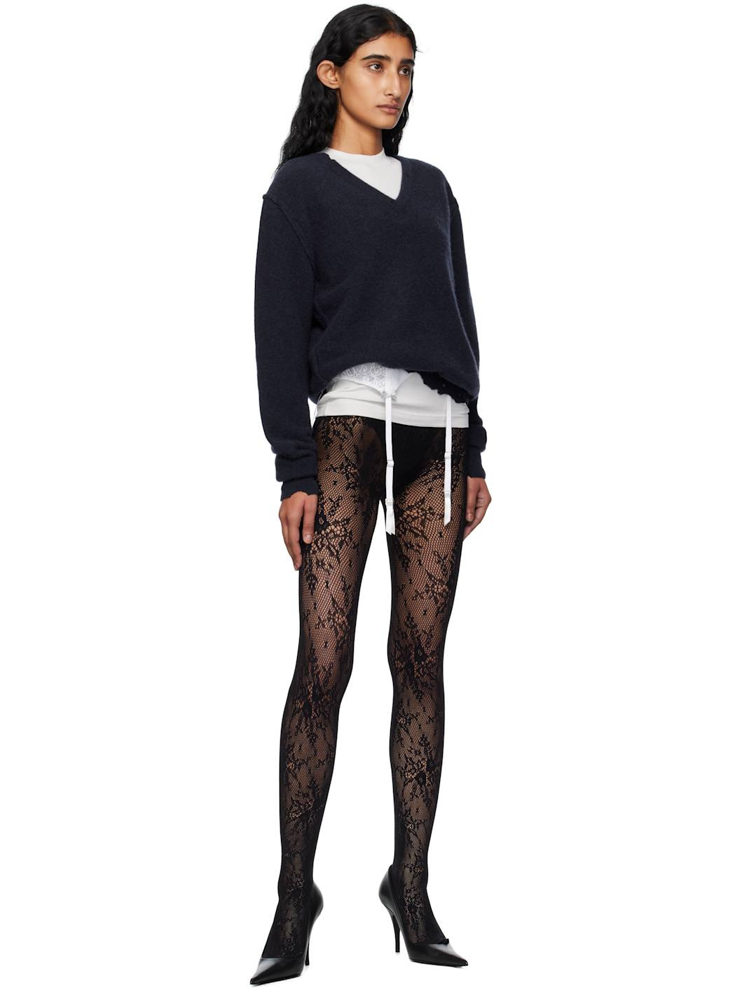 Navy Laurel Classic Inside-Out V-Neck Sweater - 4