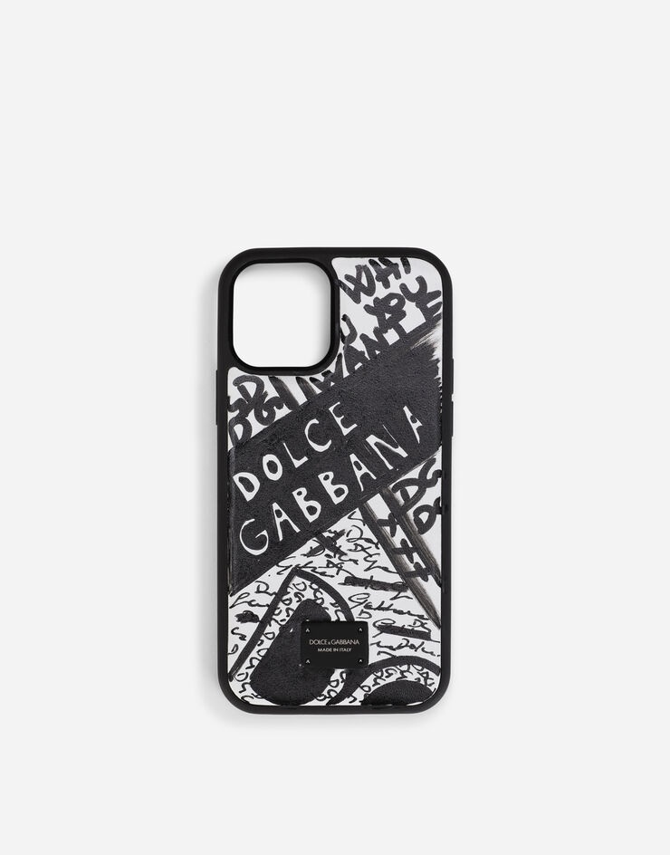 Graffiti-print calfskin iPhone 12 Pro cover - 1