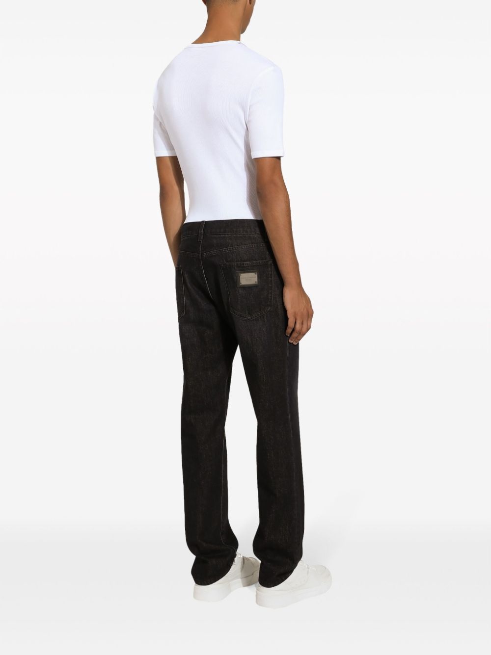 logo-appliquÃ© long-length tapered jeans - 4