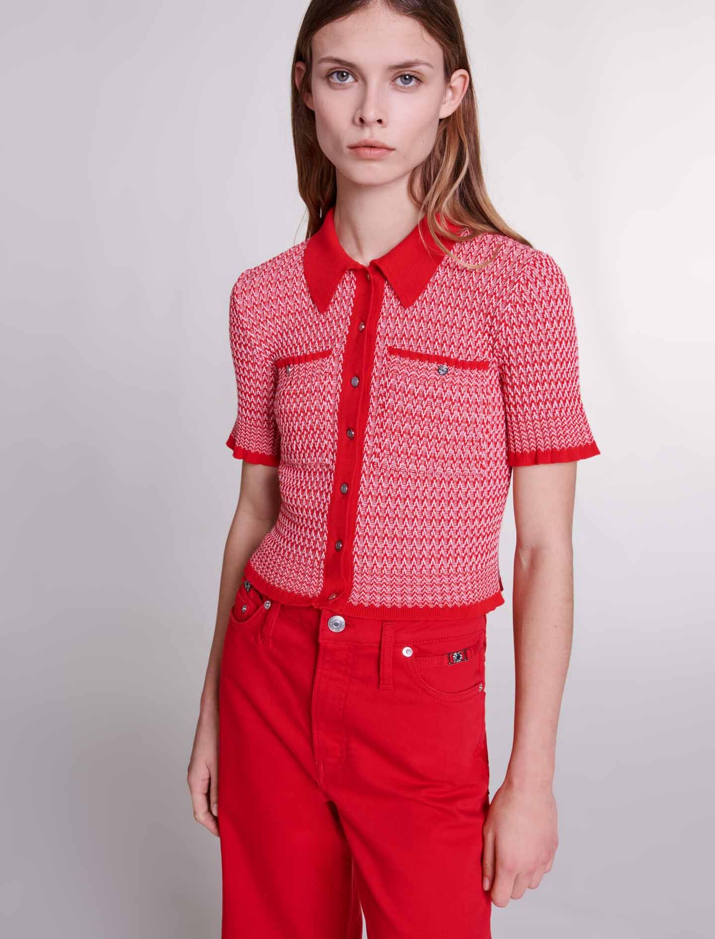 Cropped herringbone polo shirt - 6