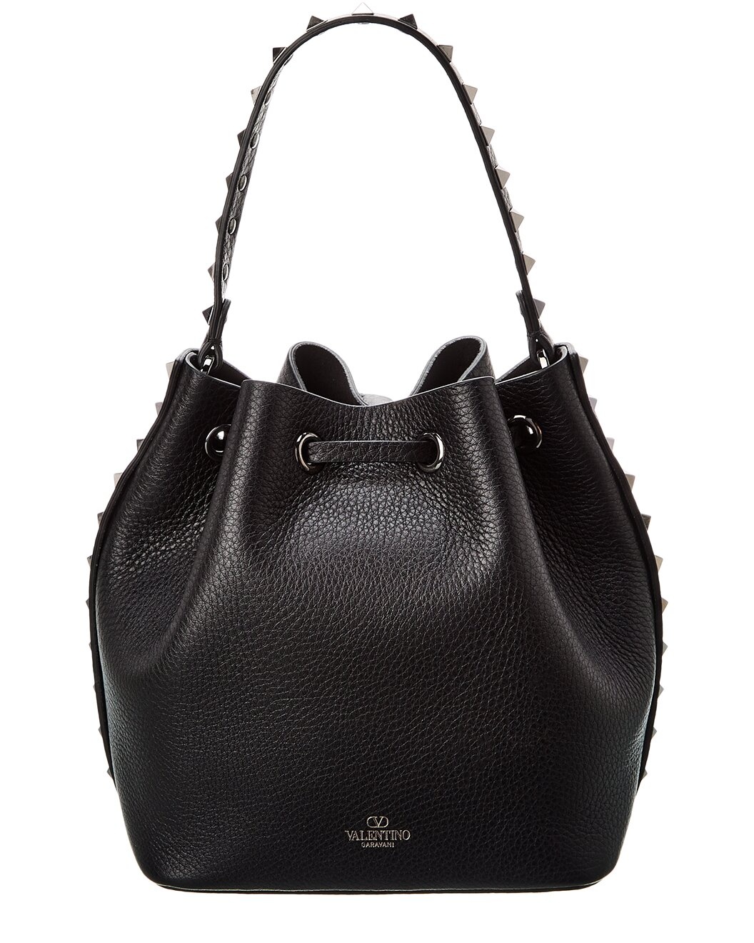 Valentino Rockstud Grainy Leather Bucket Bag - 2