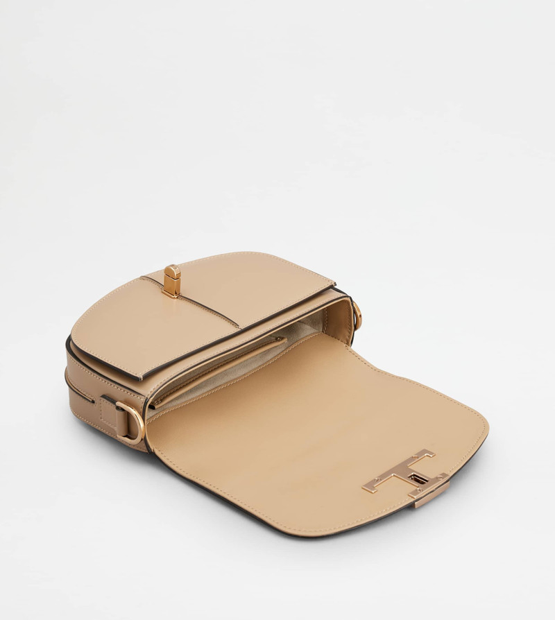 T TIMELESS SHOULDER BAG IN LEATHER MINI - BEIGE 4