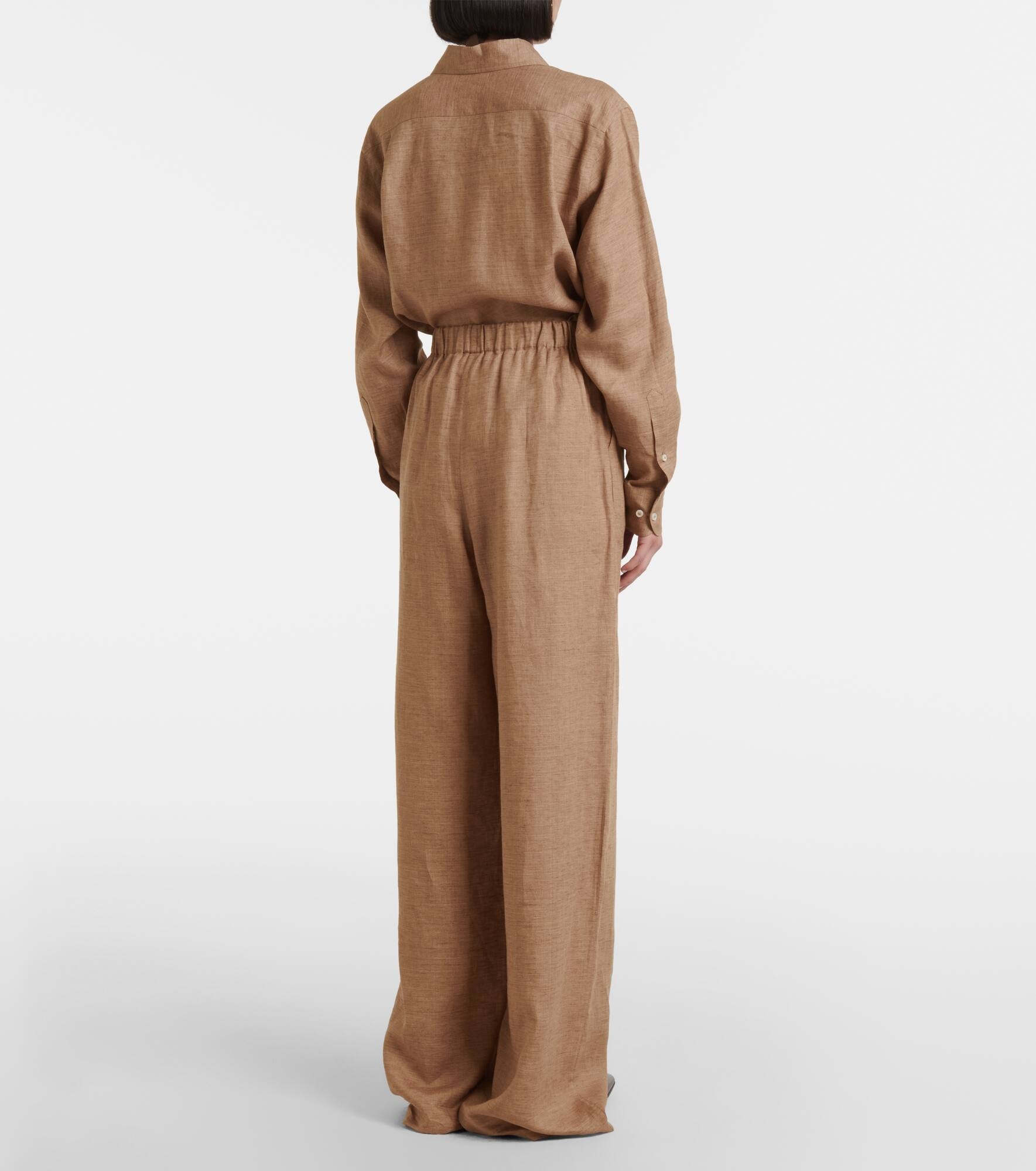 Valerio high-rise linen wide-leg pants - 3