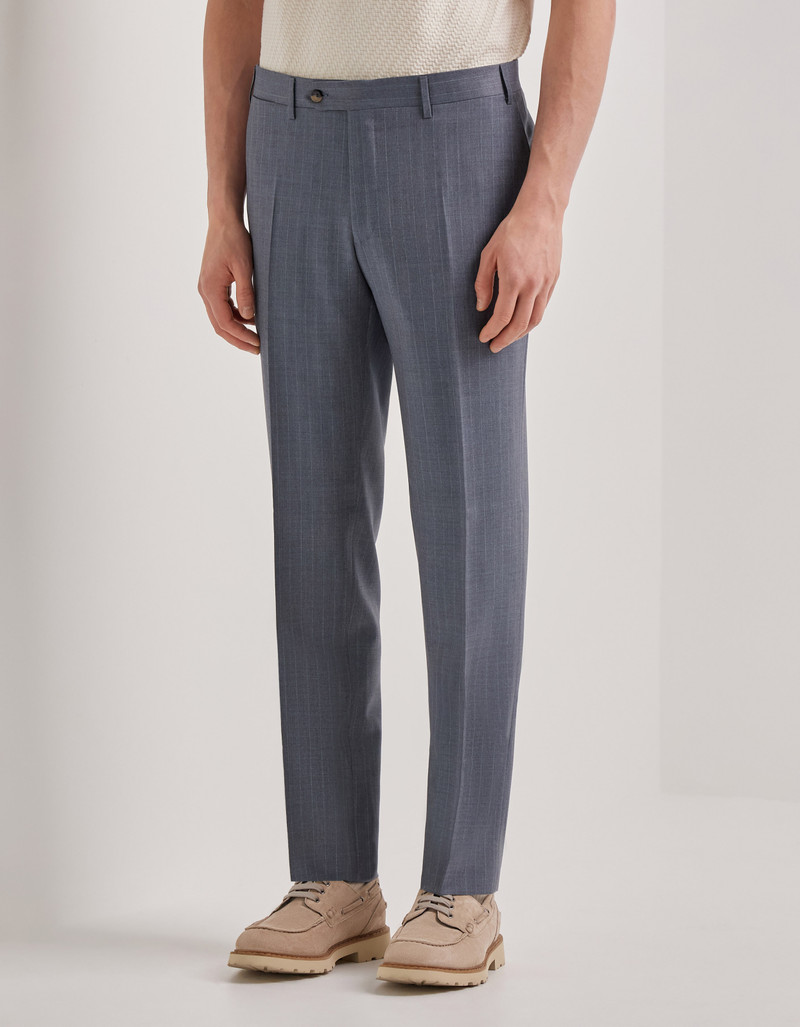 BRIANZA GREEN PINSTRIPE WOOL REGULAR-FIT SUIT 6
