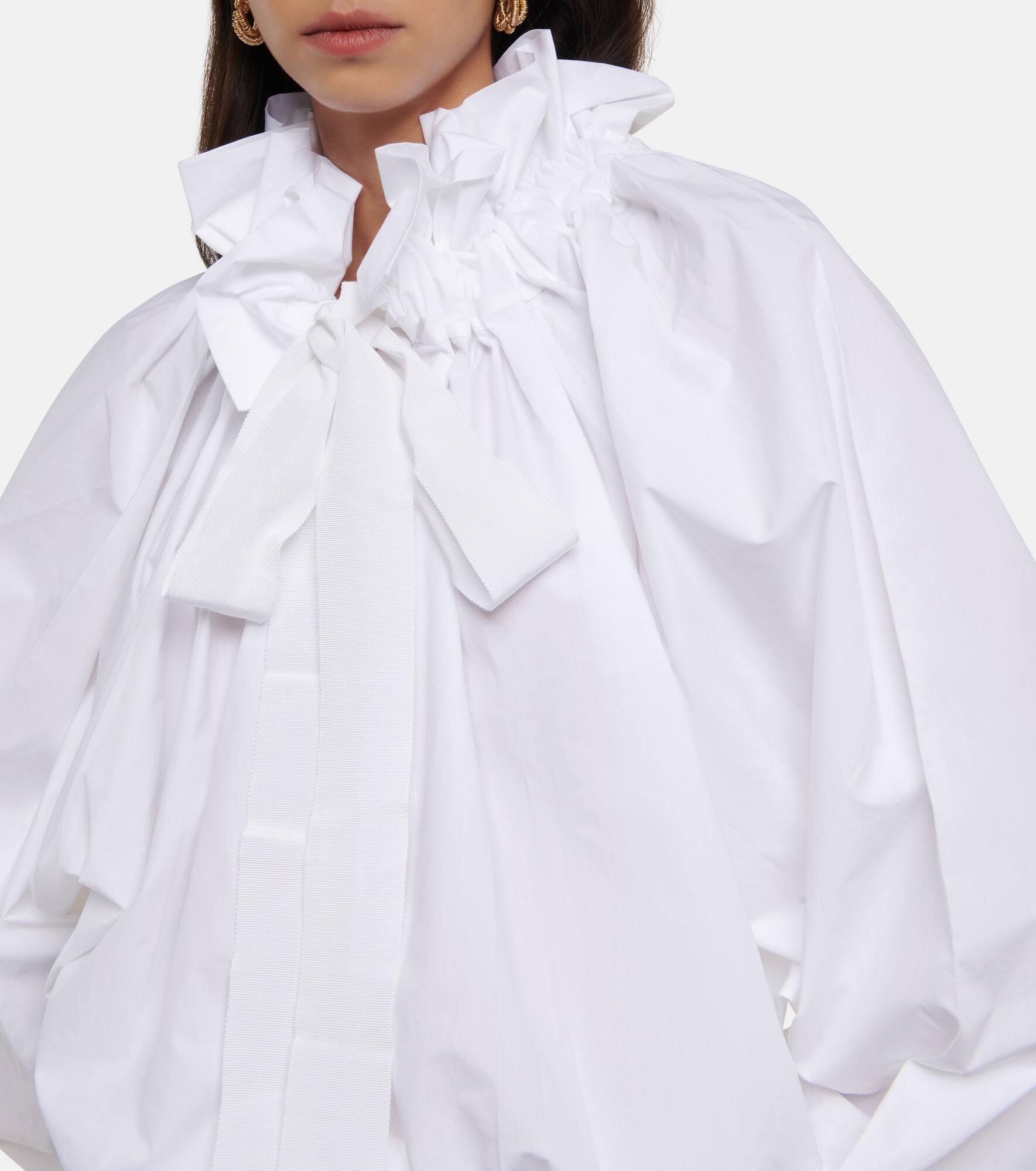 Ruffled tie-neck cotton blouse - 4
