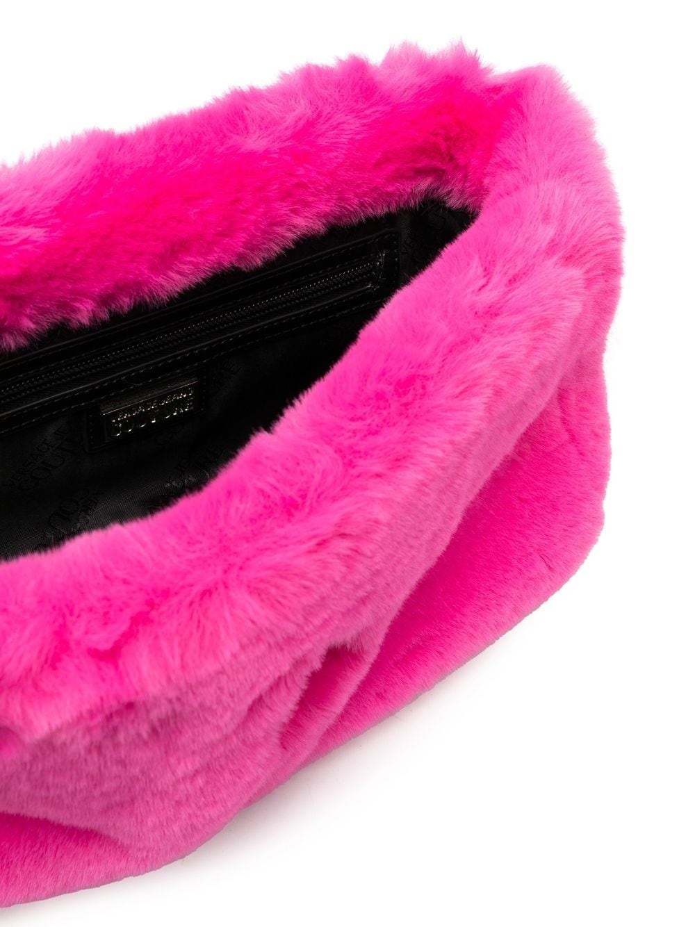 logo plaque faux fur crossbody bag - 6