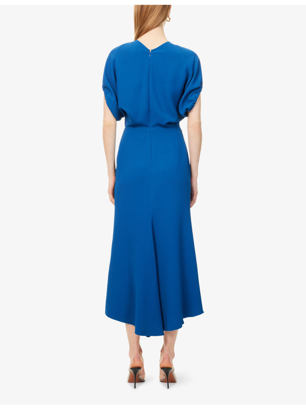 V-Neck Asymmetric-Hem Stretch-Woven Midi Dress - 4
