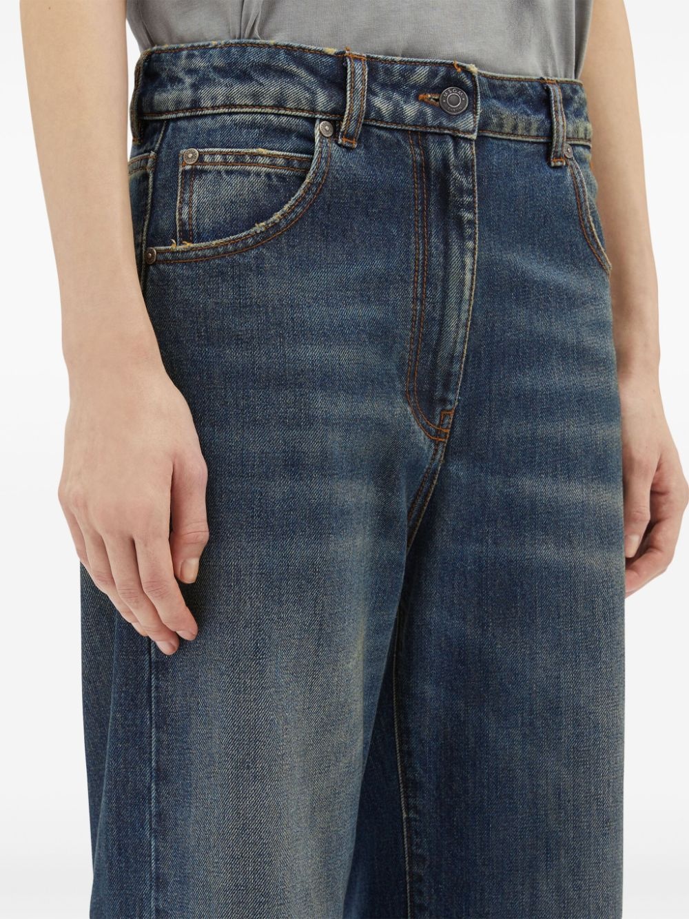 logo-embroidered wide-leg jeans - 5